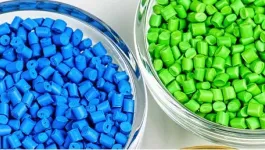 glass dish with blue and green pellets